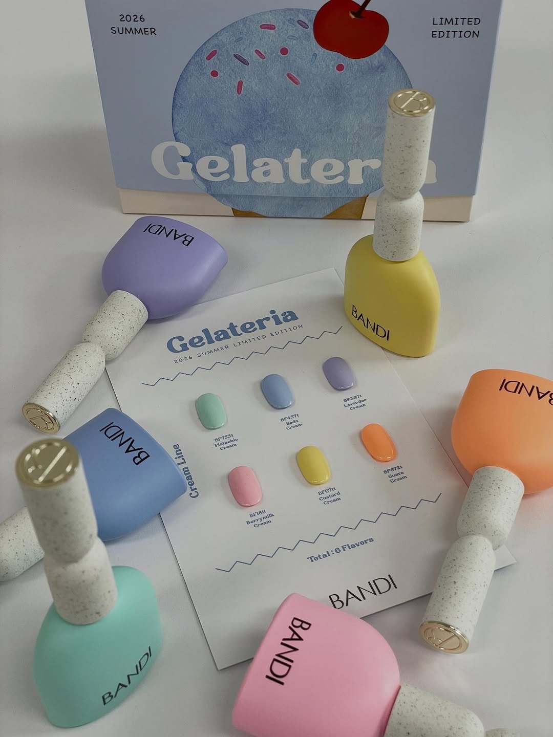 Photo shared by 네일미뉴 𝗺𝗶𝗻𝗲𝘄 | 안산네일 고잔동네일 on April 21, 2026 tagging @bandinail_official. May be an image of ice cream, brush, measuring cups, cosmetics, scraper, sharpener, eraser and text.