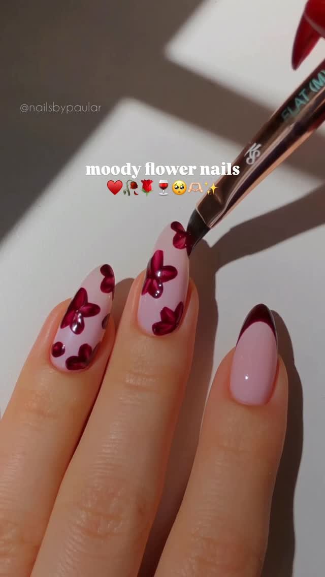nailsbypaular 게시물 이미지: moody flower nails! ♥️🥀🍷🥺
an easy way to get a...