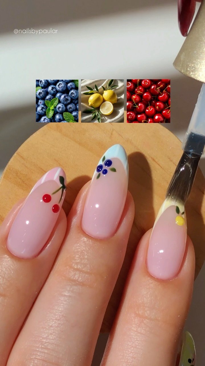 nailsbypaular 게시물 이미지: fruit salad nails! 🍇🍒🍋🍏
an adorable and...