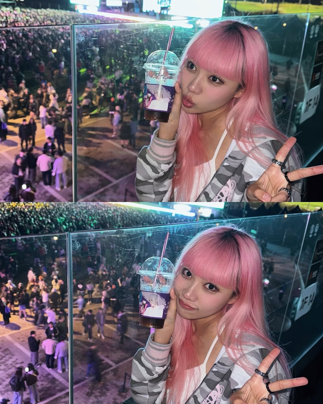 Photo shared by 홀로나나 NANA on October 20, 2025 tagging @xxxibgdrgn. May be an image of one or more people, bangs, concert and text.