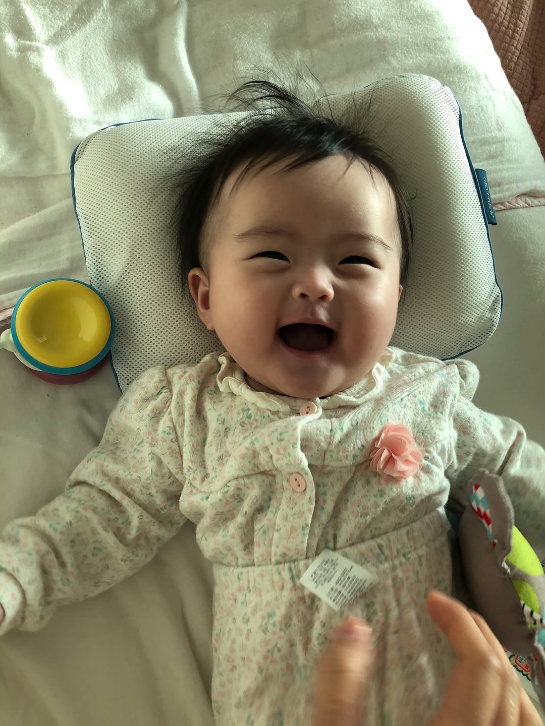 Photo by 나나단 STORIA ✎ 𑣲 on October 16, 2025. May be an image of baby, smiling and text.