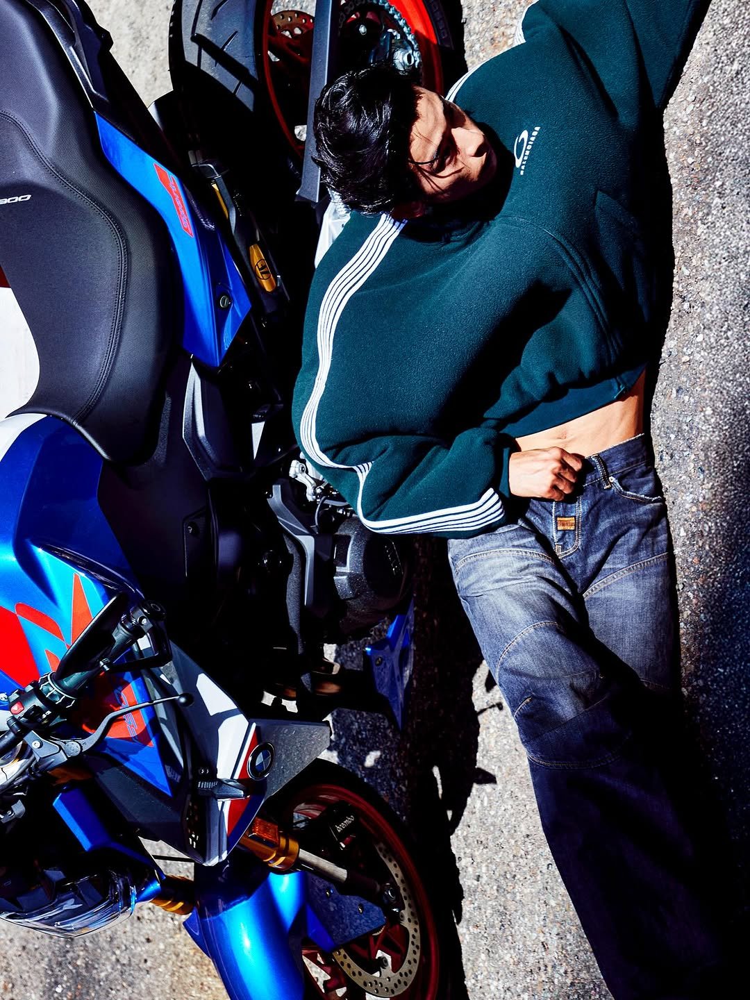 Photo shared by Choi Na Rang 최나랑 on June 28, 2025 tagging @2ys3, @arenakorea, @yugo_takano, @hyunhair, and @limjeongout. May be an image of 1 person, racing a vehicle, motorcycle, scooter, helmet and text.