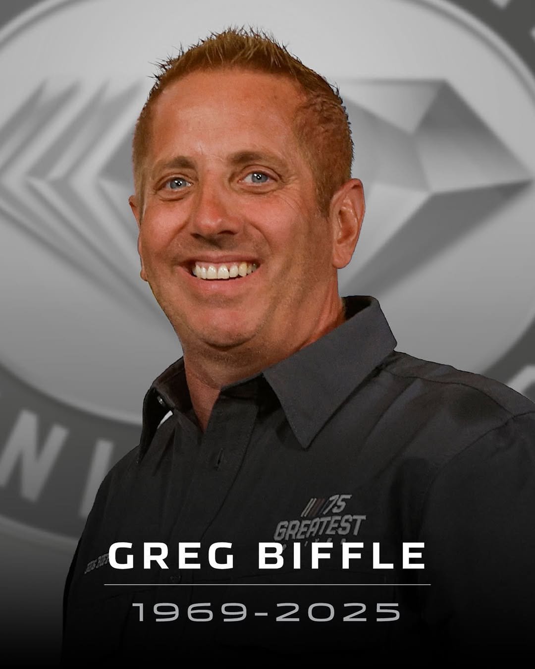 Photo by NASCAR on December 18, 2025. May be an image of baseball and text that says 'GREG BIFFLE 1969-2025'.