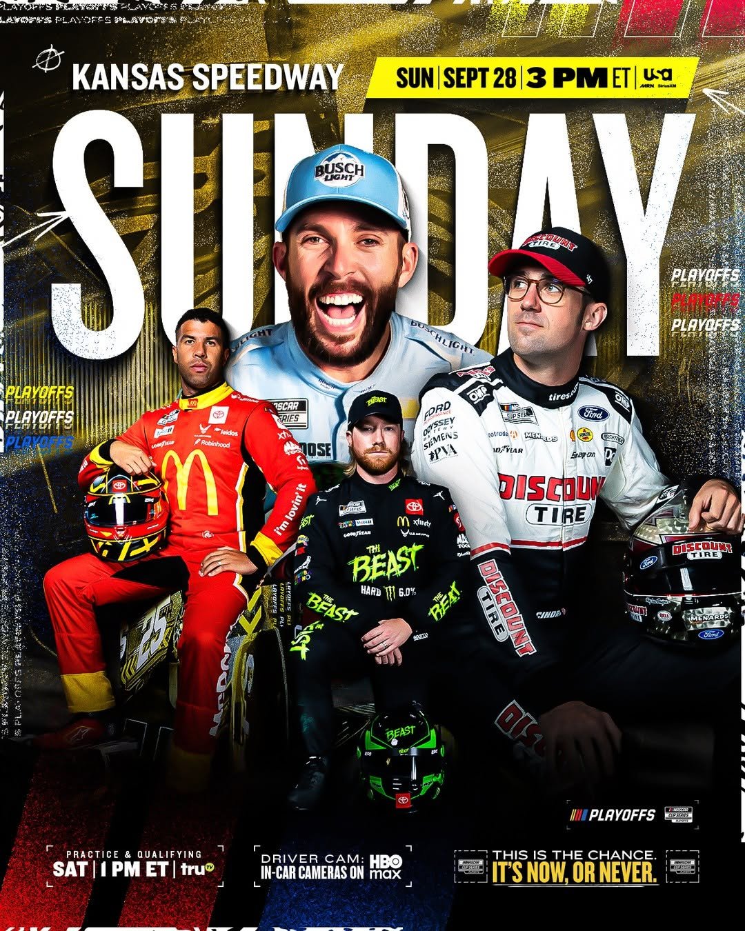 Tune-in graphic for Kansas. Sunday, 3 p.m. ET on USA Network.