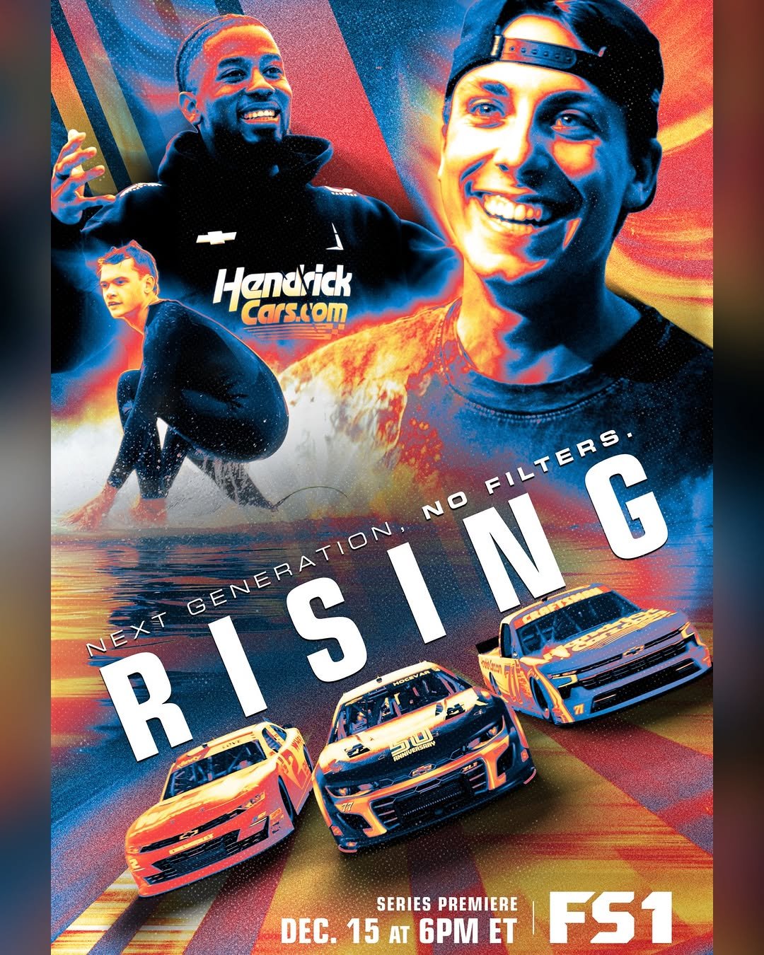 Photo shared by NASCAR on FOX on December 12, 2025 tagging @mwr55, @kevinharvick, @jamielittletv, @kaitlyn_vincie, @nascar, @regansmith, @clintbowyer, @carsonhocevar, @larrymac28, @jesselovejr, and @rajahcaruth_. May be a graphic of ‎car, poster, magazine and ‎text that says '‎Iado Hendick Cars.com FILTERS FILTERS. ا NO N SENERATION GENERATION RISIN SI NEXT RIS NEXT WECRVNR Ewmeetae शাप LJ ጌንቻ SERIES ERIESPREMIERE PREMIERE DEC. 15 AT 6PM ET FS1‎'‎‎.