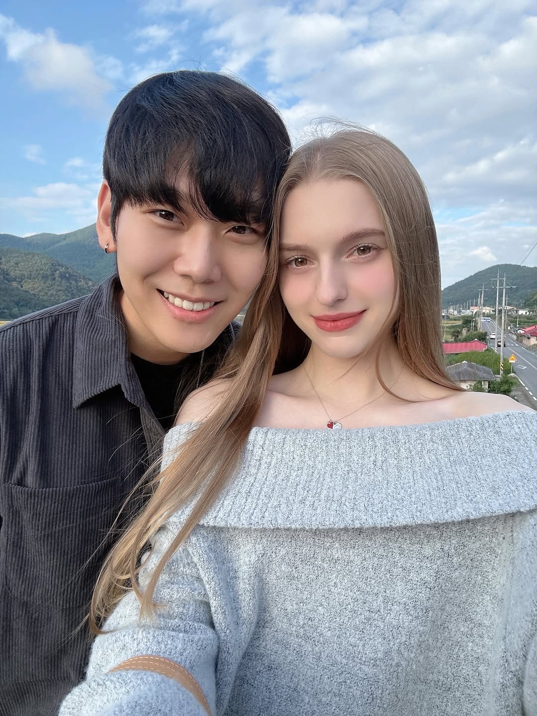 Photo by Taesung & Nastya💍❤️ on October 04, 2025. May be an image of 2 people, hair, top, outdoors and text.