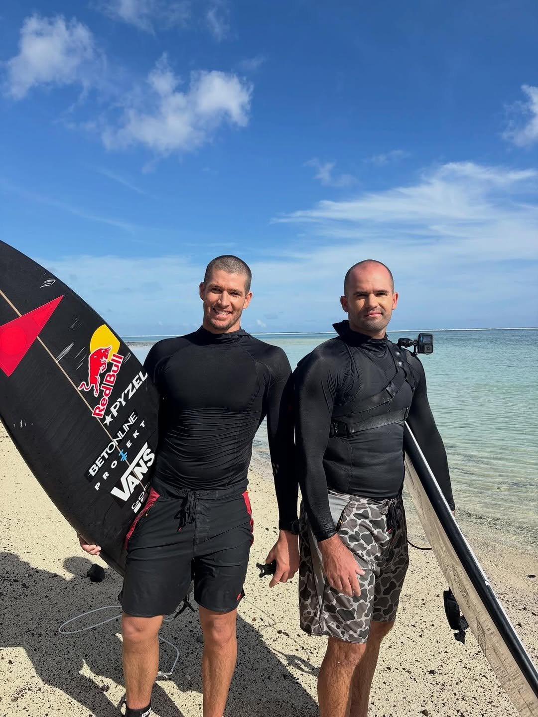 Photo shared by Nathan Florence on April 19, 2026 tagging @vanssurf, @pyzelsurfboards, @gopro, @redbullsurfing, @ivanflorence_, @betonline_ag, @florence_marine_x, and @protektproducts. May be an image of surfboard, wetsuit, water, coast and text.