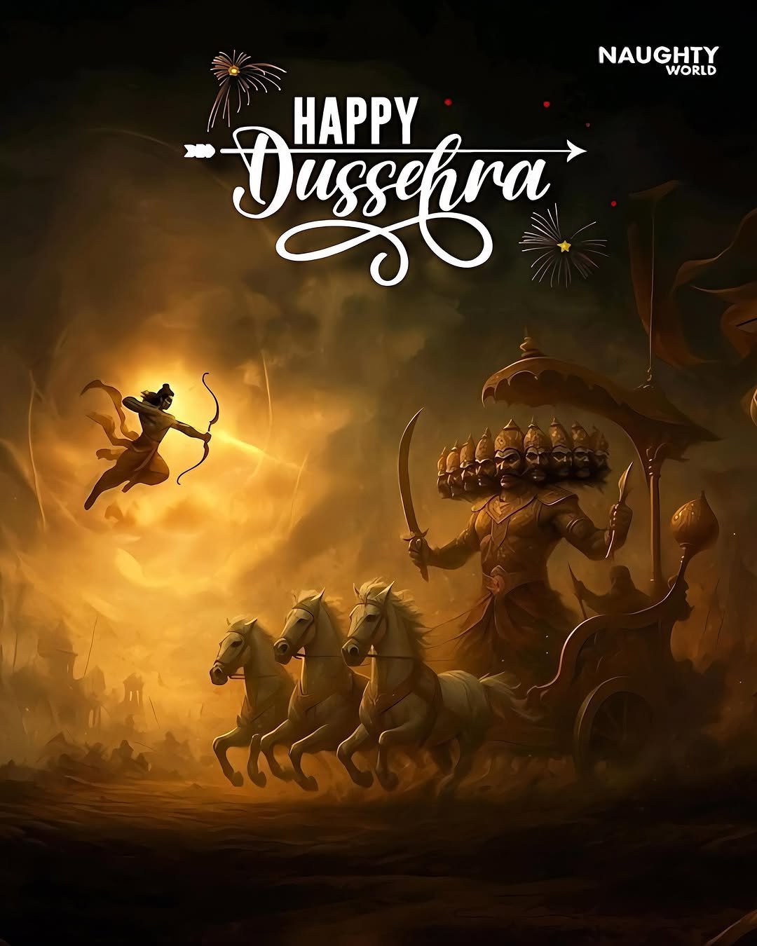 Photo by NAUGHTYWORLD on October 01, 2025. May be a cartoon of poster and text that says 'NAUGHTY WORLD ΗΑΡΡΥ D Dusszara'.
