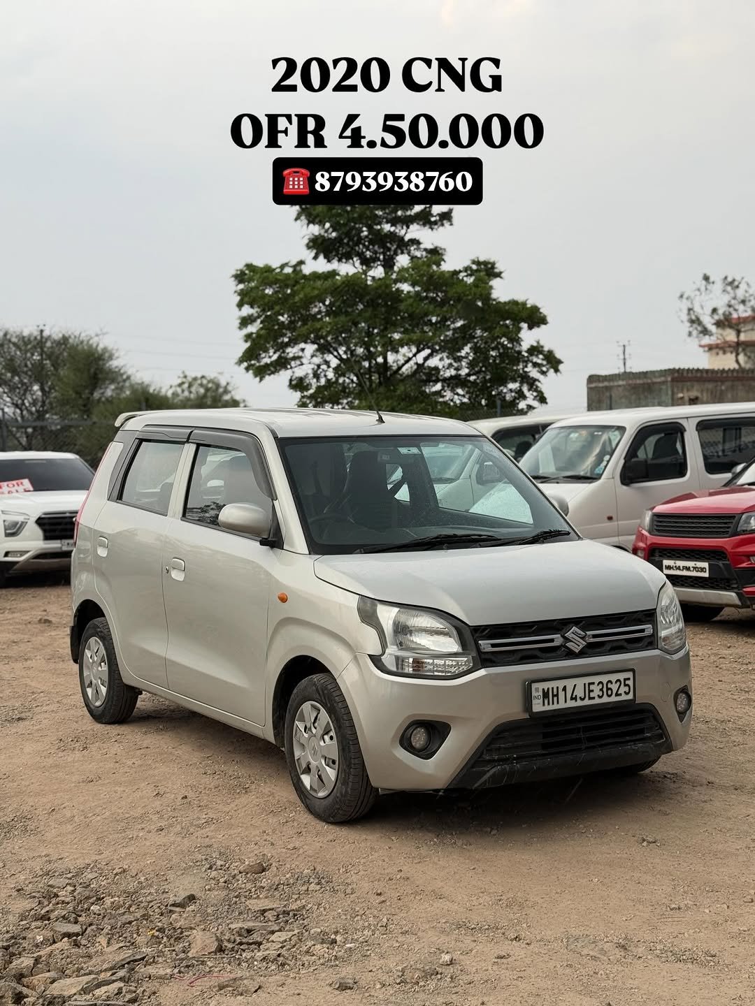 Photo shared by NAVNATH MOTORS on April 27, 2026 tagging @avi.nighot21. May be an image of car, wheel and text that says '2020 2020CNG CNG OFR 4.50.000 8793938760 3 NHMNO .サ MH14JE3625 E3625'.