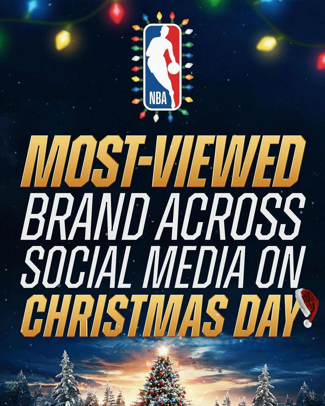 Photo by NBA on December 31, 2025. May be a graphic of basketball, christmas tree, magazine, card, poster, banner and text that says 'NBA MOST-V T-VIEWED BRAND ACROSS SOCIAL MEDIA ON CHRISTMAS DAY!'.