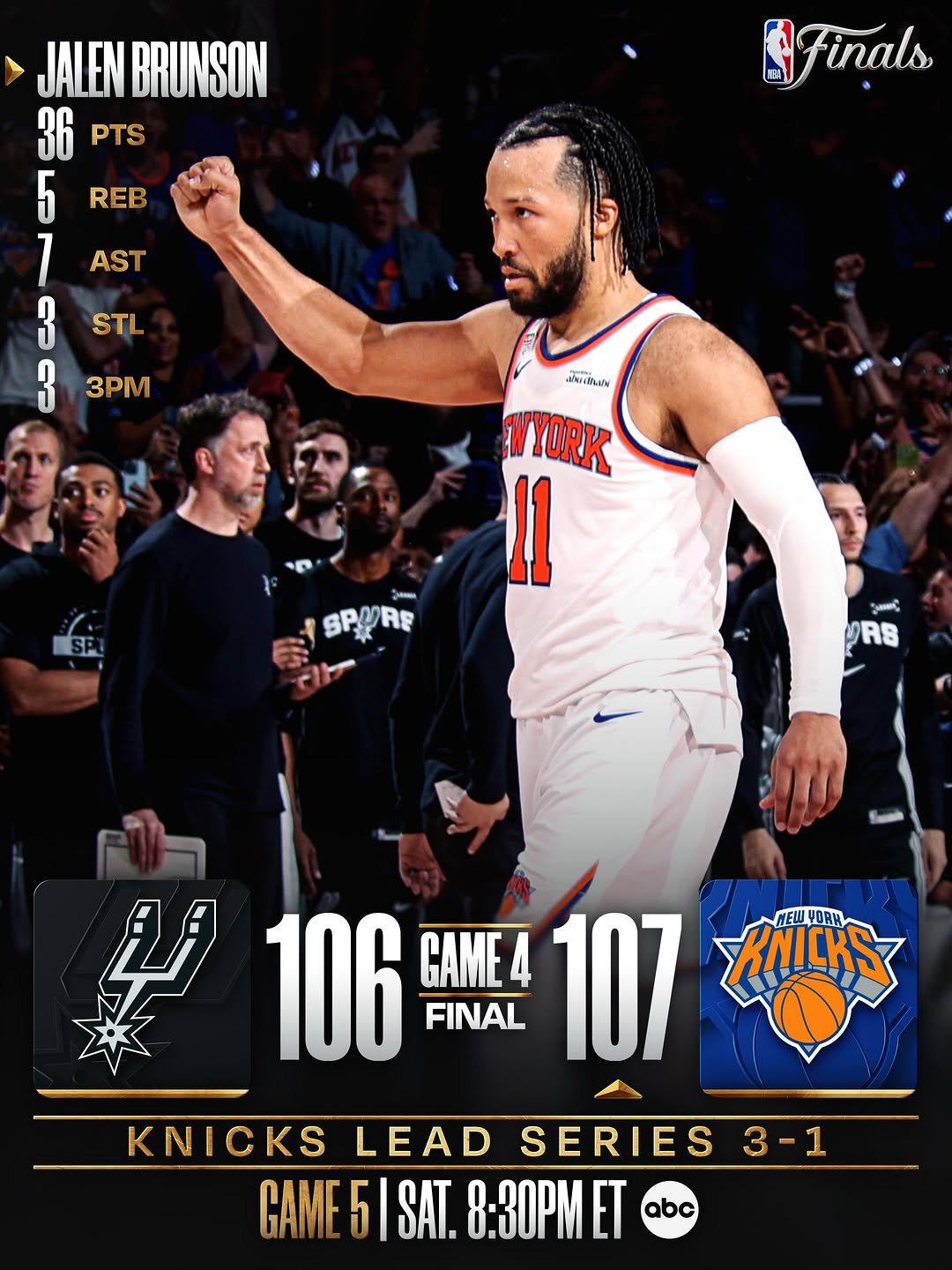nba 게시물 이미지: @jalenbrunson1 scored 36 PTS to lead the...