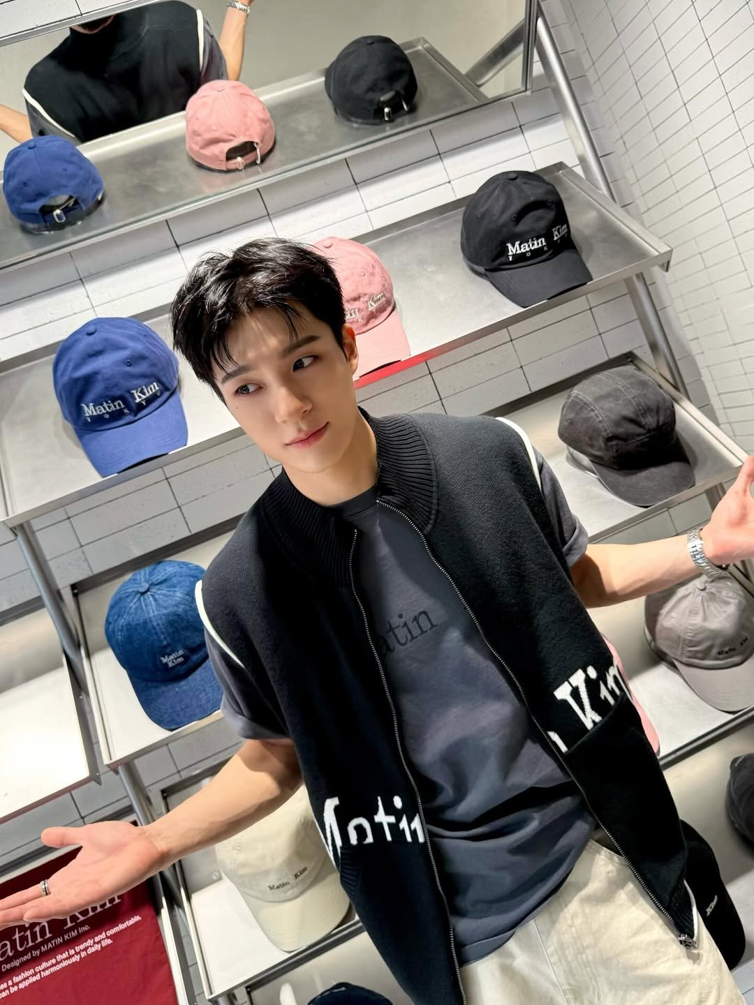 Photo shared by NCT Official Instagram on April 25, 2026 tagging @leejen_o_423, and @matinkim_magazine_jp. May be an image of hat, top and text.