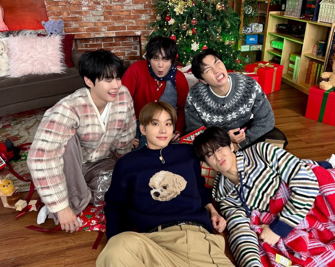 Photo shared by NCT 127 Official Instagram on December 24, 2025 tagging @johnnyjsuh, @do0_nct, @onyourm__ark, @haechanahceah, and @sugaringcandy. May be an image of one or more people, bangs and text.