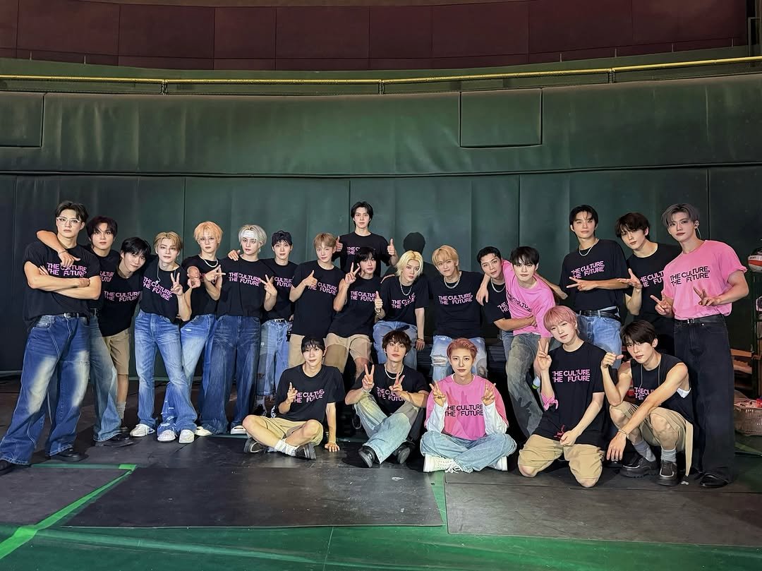 Photo by NCT Official Instagram in Tokyo Dome with @nct127, @nct_dream, @wayvofficial, and @nctwish_official. May be an image of 10 people, people playing softball, people playing baseball and text.