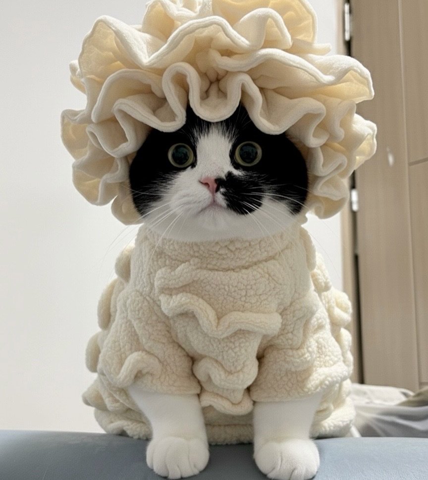 Photo by 정춘배 on December 27, 2025. May be an image of ragdoll cat, kitten, Abyssinian cat, Persian cat, tortoiseshell cat, bath robe and text.