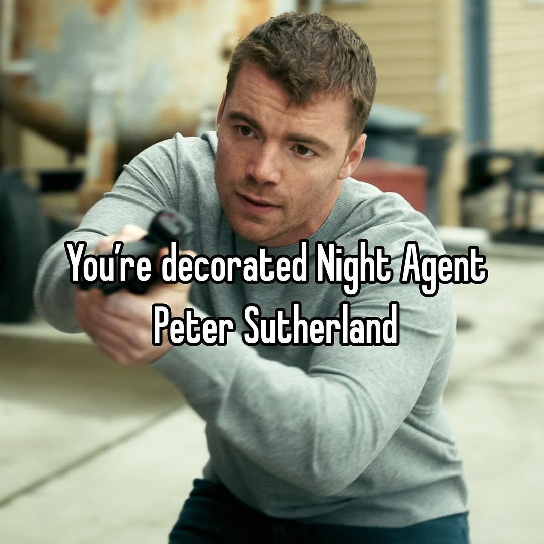 Photo by Netflix US on February 20, 2026. May be an image of vulture and text that says 'You're de decorated Night Agent Peter Sutherland'.