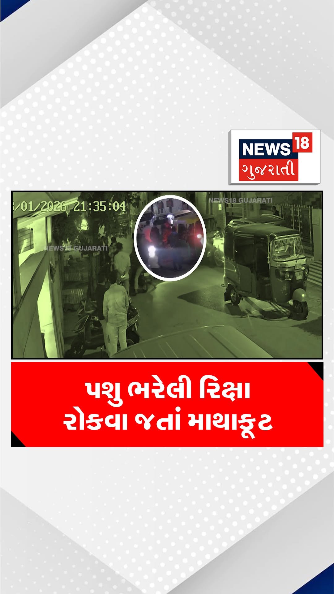 news18gujarati 게시물 이미지: પશુ ભરેલી રિક્ષા રોકવા જતાં...