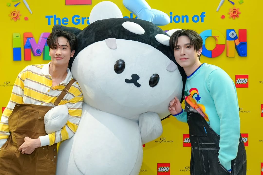 Photo shared by New Thitipoom on January 10, 2026 tagging @tawan_v, @lego_bricksthailand, and @polcasan.gmmtv. May be an image of one or more people, bangs and text.