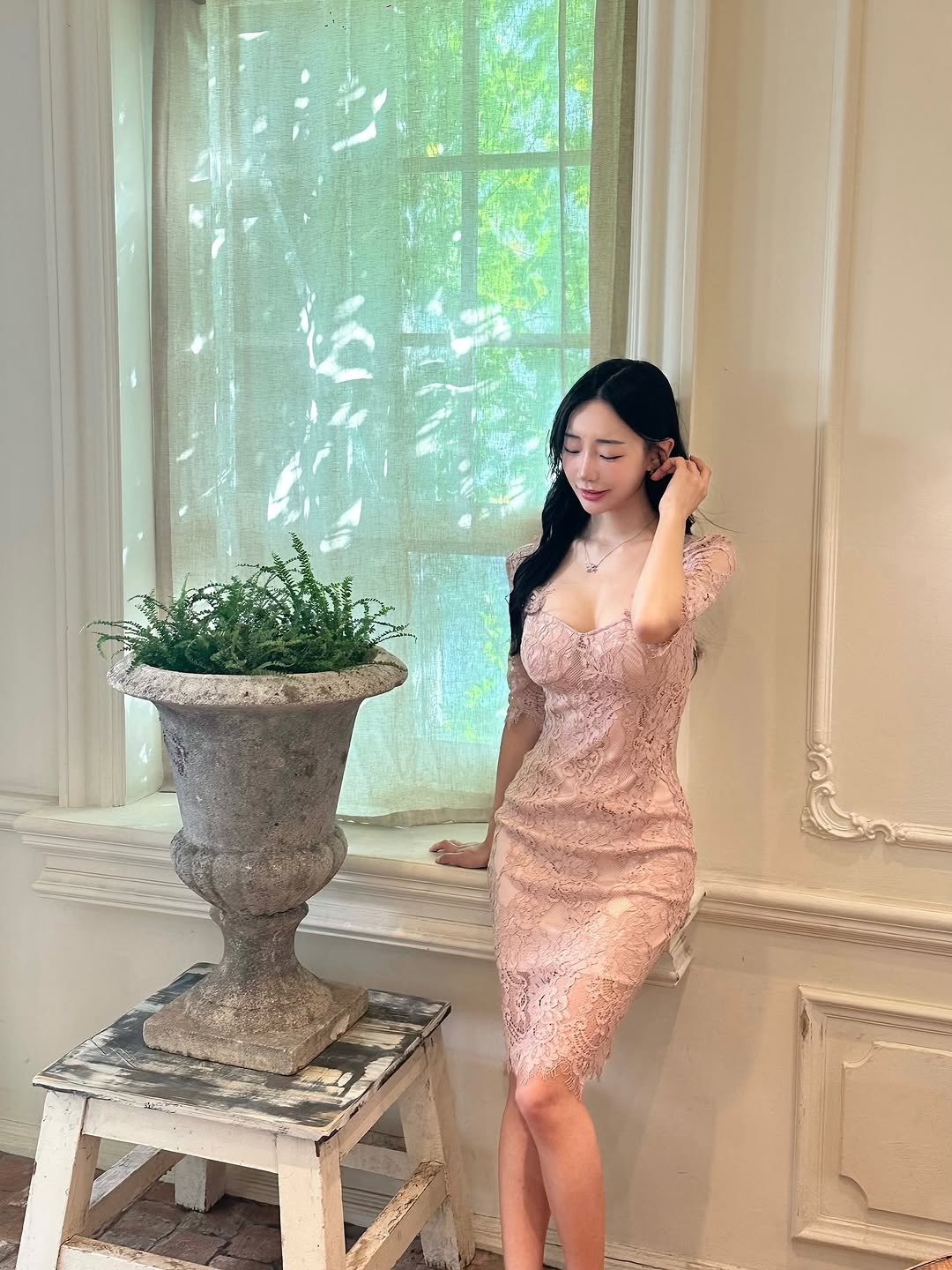 Photo shared by 새보미 🦔 on October 26, 2025 tagging @panier.de.m.mooni, and @belua_yun. May be an image of slip, gown, dress and text.