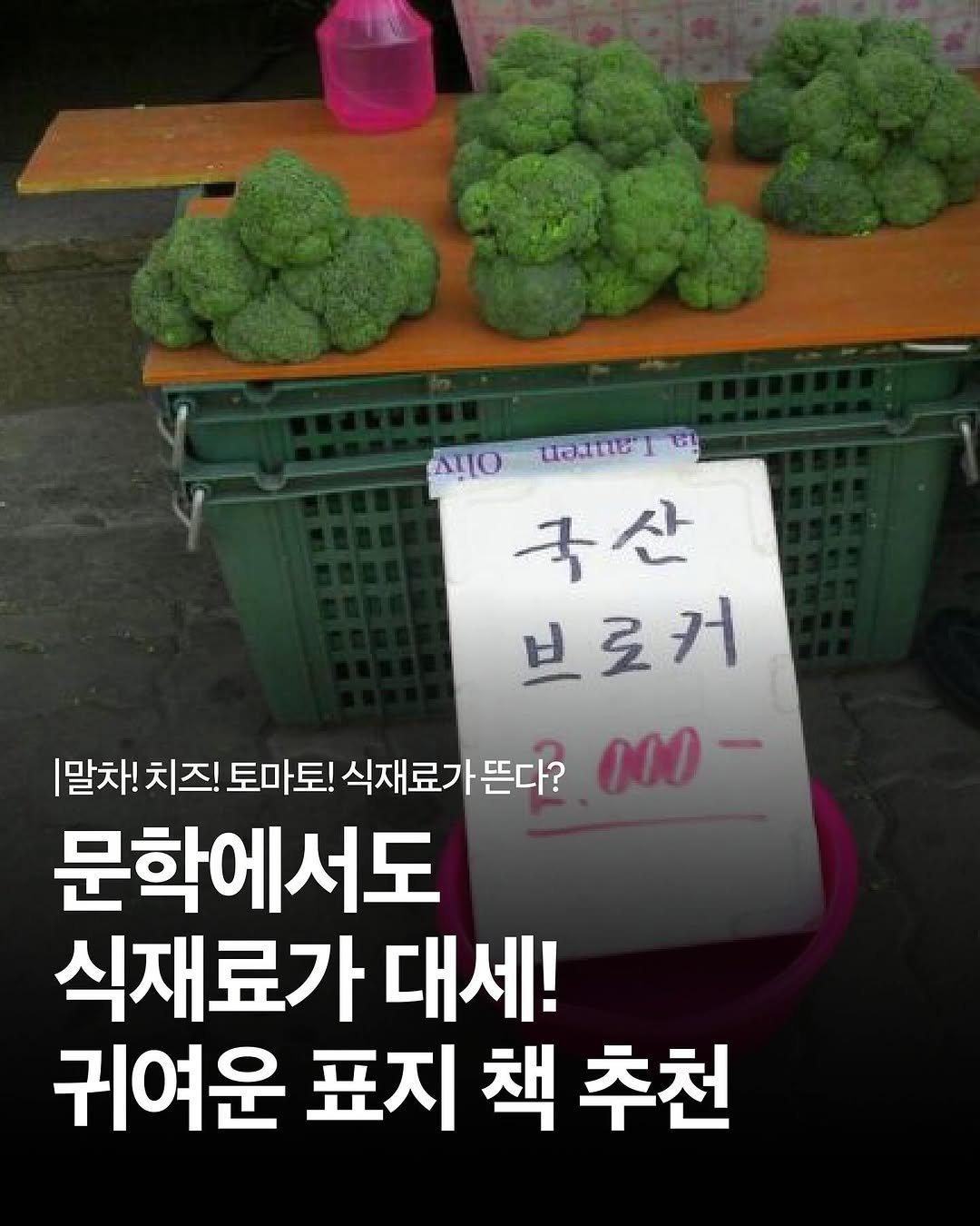 Photo by NEXUS 문학 브랜드 &(앤드) on September 03, 2025. May be an image of ‎vegetable and ‎text that says '‎กนอลก อง 1ate م٫۵ 국산 산 브로커 |말차! 치즈! 토마토! 식재료기 뜬다? 000- 문학에서도 식재료가 대세! 귀여운 표지 책 표지책추천 추천‎'‎‎.
