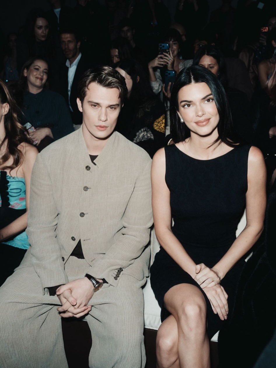 Photo by Nicholas Galitzine on February 27, 2026. May be an image of one or more people, makeup and text.