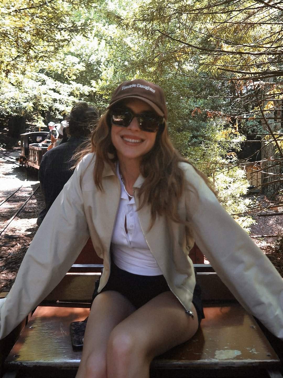 Photo shared by Nichole Ciotti on August 07, 2025 tagging @garageclothing, @revolve, @ryansimkhaieyeshop, @favorite.daughter, and @luxestudioapp. May be an image of 1 person, jacket and text.