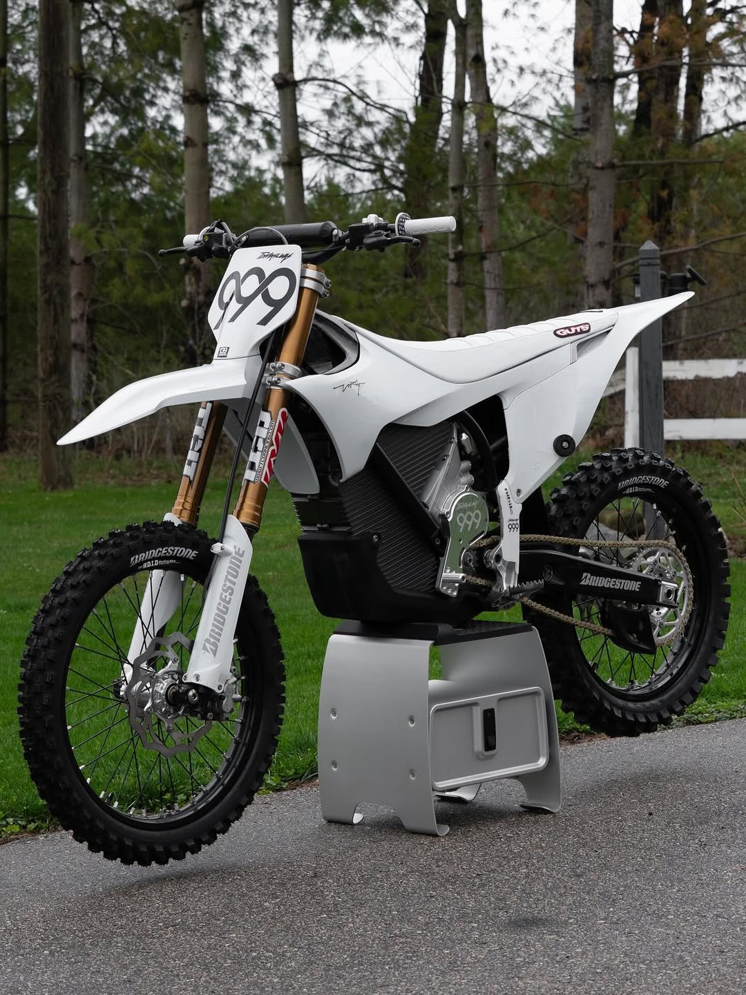 Photo shared by Nick Tomasunas on April 17, 2026 tagging @stark__future. May be an image of dirt bike, motorcycle and text.