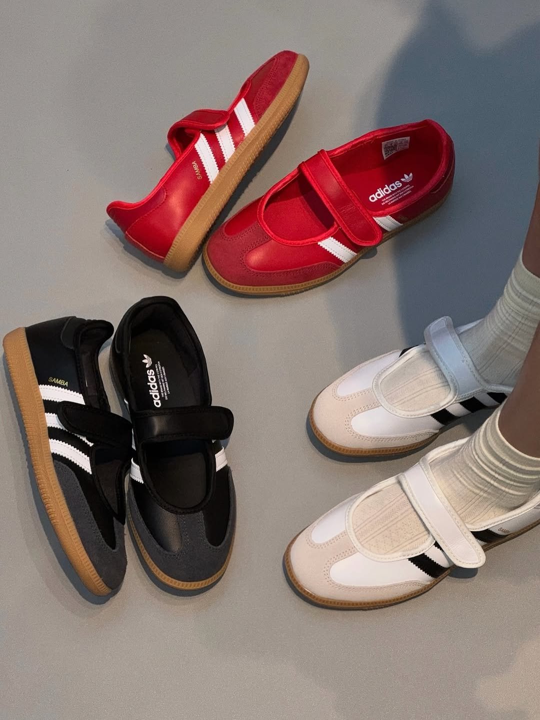 Photo by 𝘊𝘰𝘭𝘭𝘦𝘤𝘵𝘰𝘳𝘴 on June 21, 2025. May be an image of espadrilles, sandals, baby shoes, sneakers, toecap shoes and text that says 'Me adidas M adidas'.