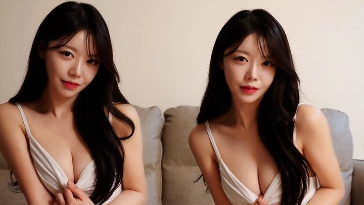 Photo by 리리 🩷 on February 03, 2026. May be an image of one or more people, hair, bra and text.