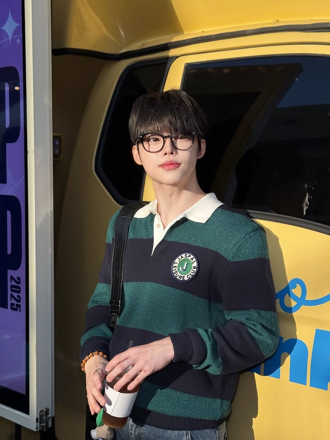 Photo by Park Dong Ju on October 01, 2025. May be an image of 1 person, hair, turtleneck, bolo tie and text.