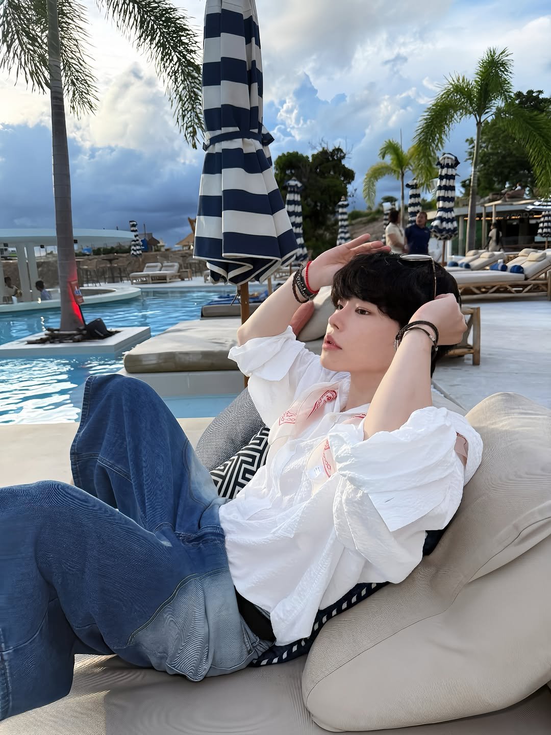 Photo by Park Dong Ju on July 23, 2025. May be an image of chaise lounge, pool and text.