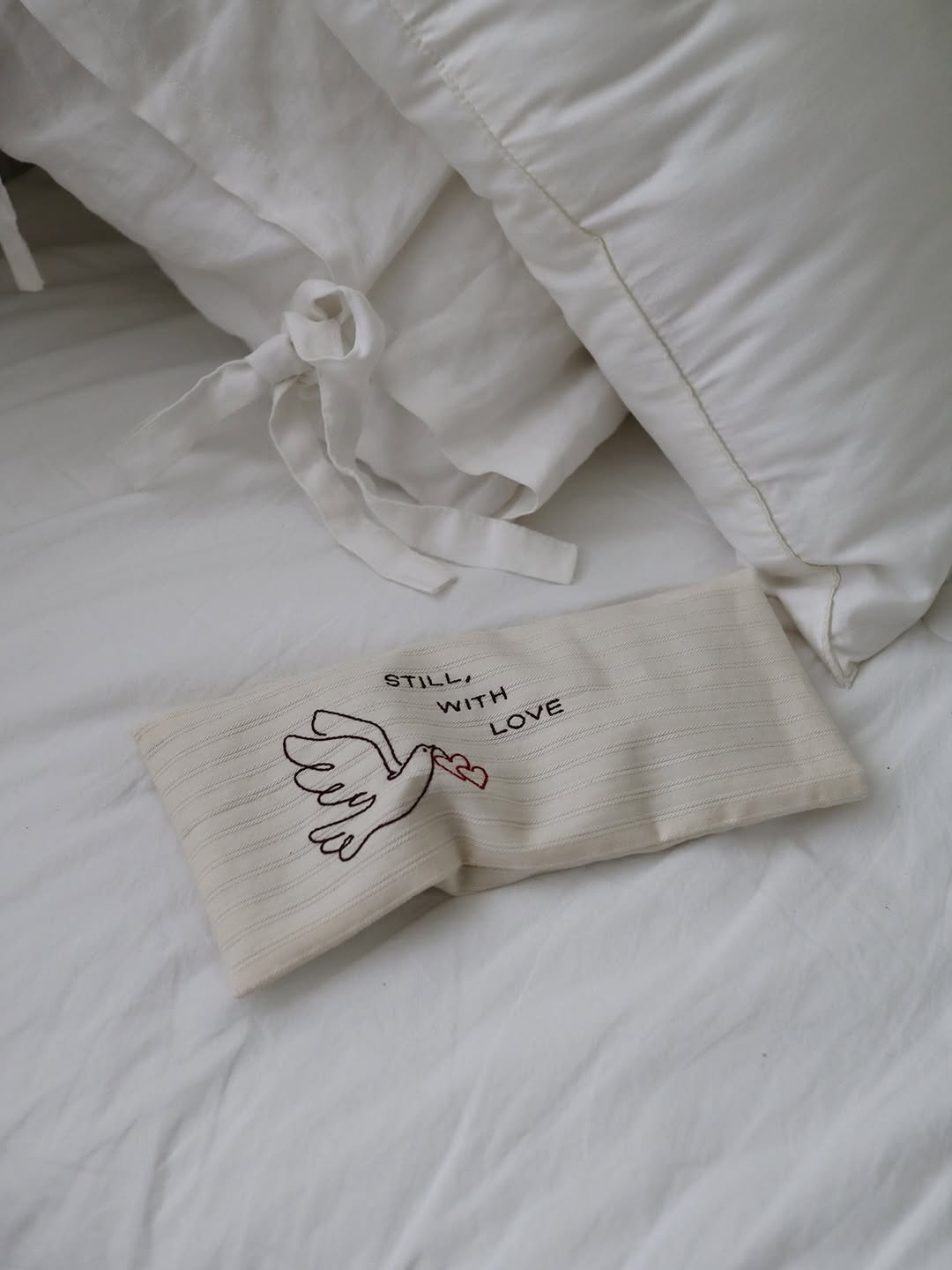Photo by Noella is Brave on December 11, 2025. May be an image of sleepwear, lace, mattress, blanket, bedroom and text that says 'STILLI WITH LOVE'.