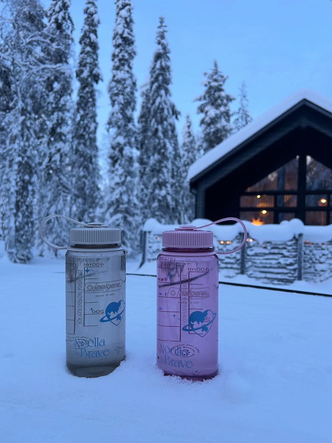 Photo by Noella is Brave on January 07, 2026. May be an image of bottle, jug, water bottle, flask, arctic, snow and text.