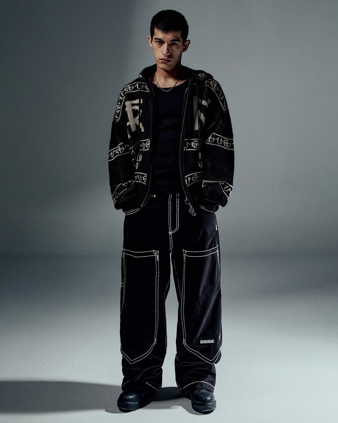 Photo shared by NOMANUAL® on September 16, 2025 tagging @nomanual.designs, and @truereligion.kor. May be an image of sweatpants, fleece, sportswear and text.