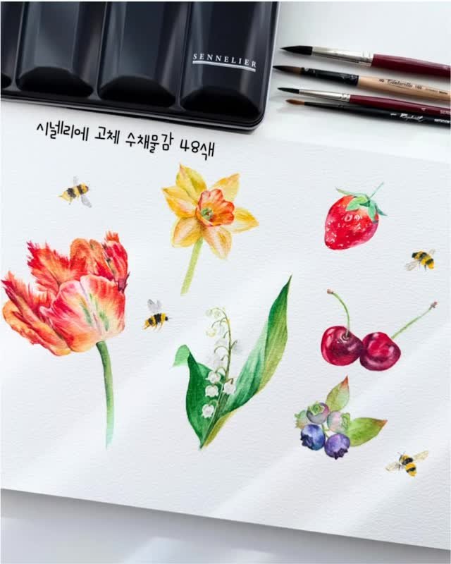 noopy_grim 게시물 이미지: #협찬 #화방넷 #화방넷페인터즈 
발색표를 만들면서 즉흥적으로 그려본 자연물들🎨...