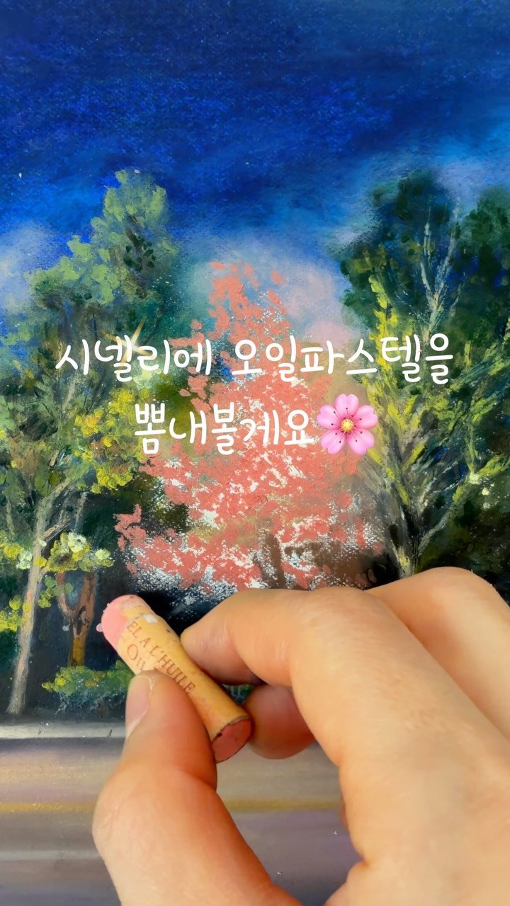 noopy_grim 게시물 이미지: 오일파스텔 정리하며 이번엔 시넬리에로만 그려봤던 봄밤🌸 시넬리에로 톡톡 올려...