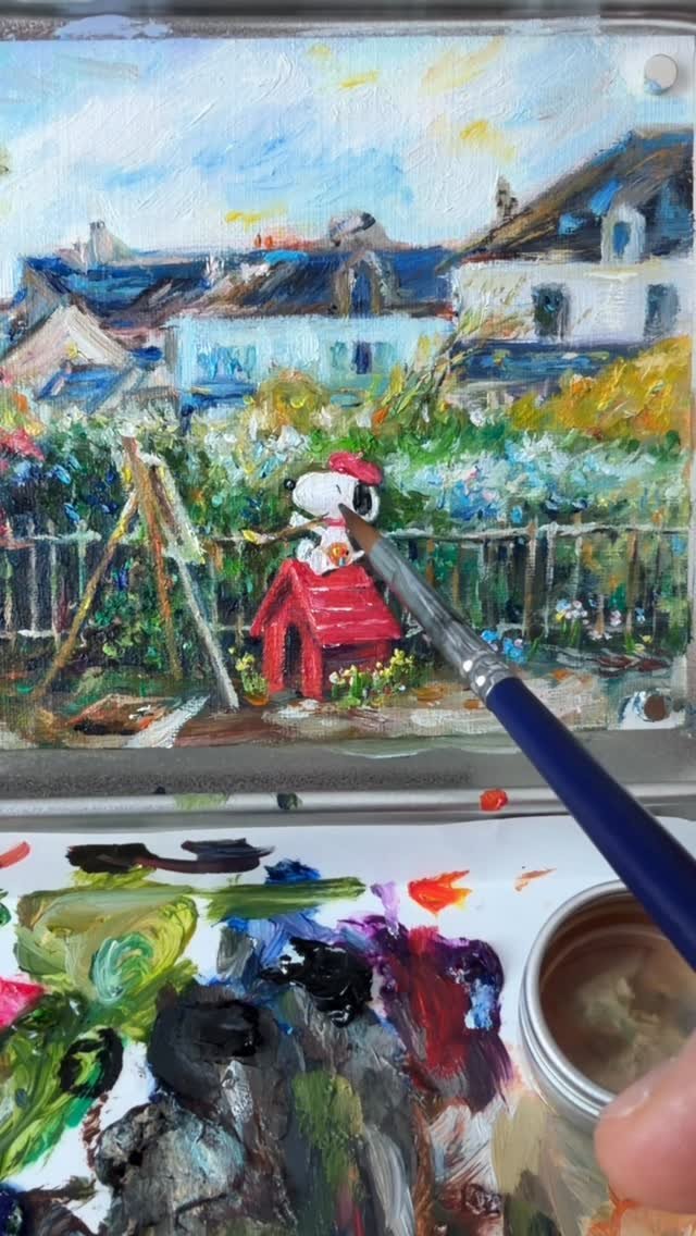 noopy_grim 게시물 이미지: 유화로 그리는 스누피🐣. 부들부들떨며 얼굴그리기🤣
.
.
#유화 #스누피...