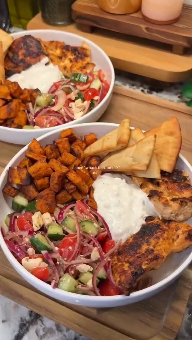 nourishing 게시물 이미지: Greek Chicken Sweet Potato Bowls 🍗🍠✨
(via:...