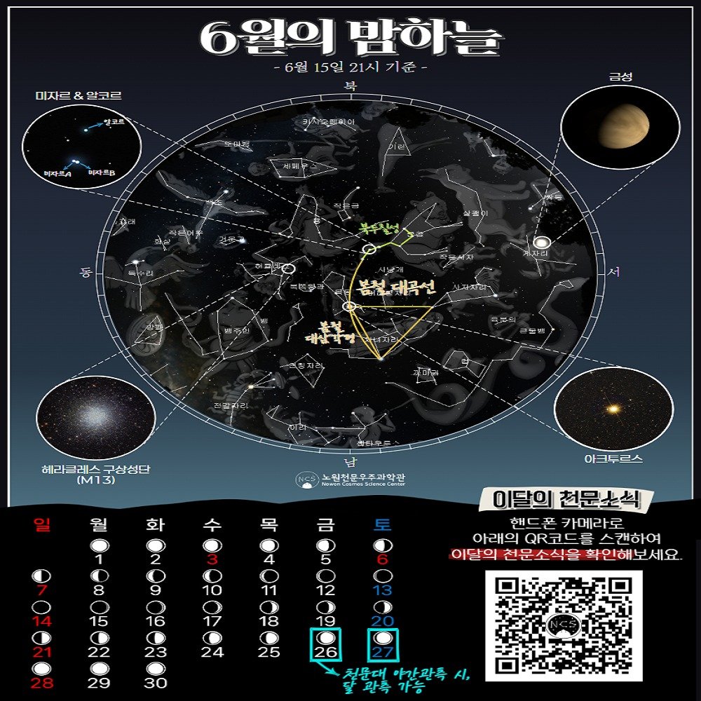 nowon_cosmos_science_center 게시물 이미지: <🌟🌟6월의 밤하늘🌟🌟>

야간관측 시간에 달 보이는 날을 참고하셔서 이쁜 밤 하늘...