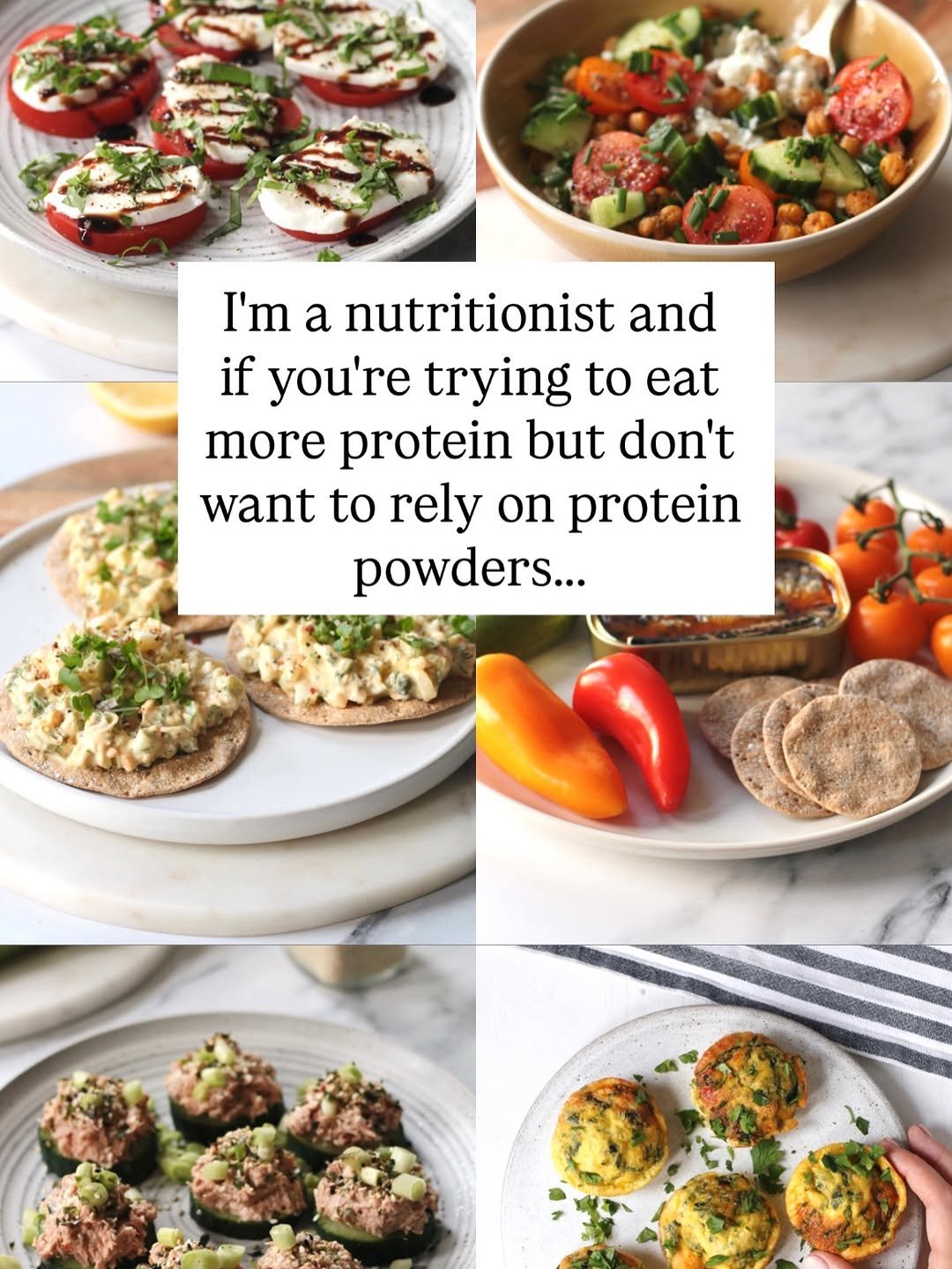 Photo by Delicia Bale ANutr | Healthy, Easy, Nutritionist Recipes on April 11, 2026. May be an image of english muffin, mozzarella, lentils, yogurt and text that says 'a nutritionist and if you're trying to eat more protein but don't want to rely on protein powders...'.