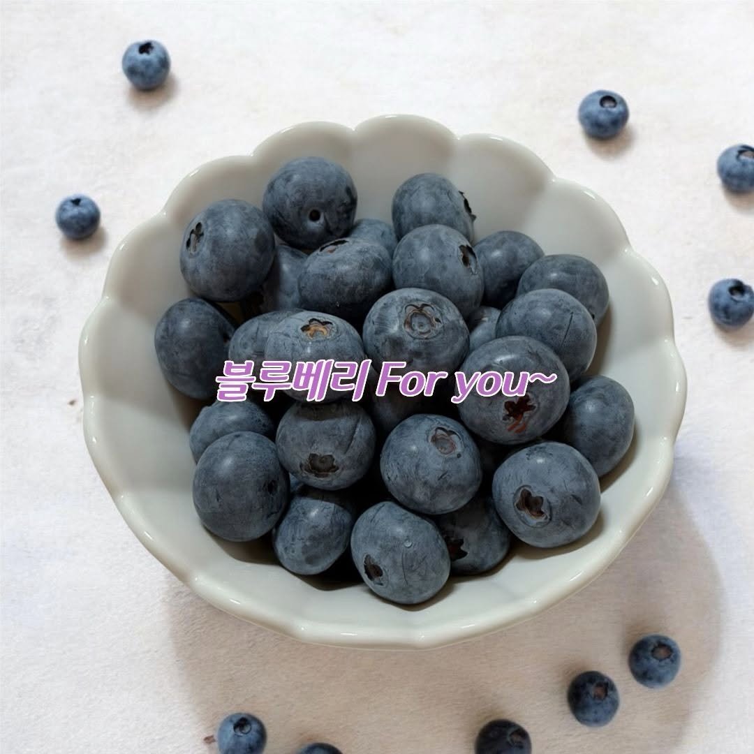 Photo by 오베리 | 초생재배 블루베리 농장 on April 27, 2026. May be an image of blueberries and text that says '블루베리rou~ 블루베리 For you'.