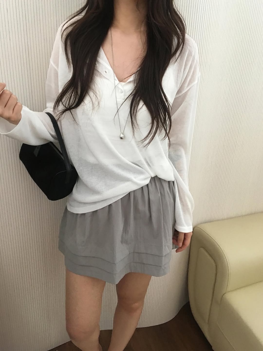 Photo by 오베럴 | obetter on April 26, 2026. May be an image of drawstring, skirt, top, miniskirt and text.