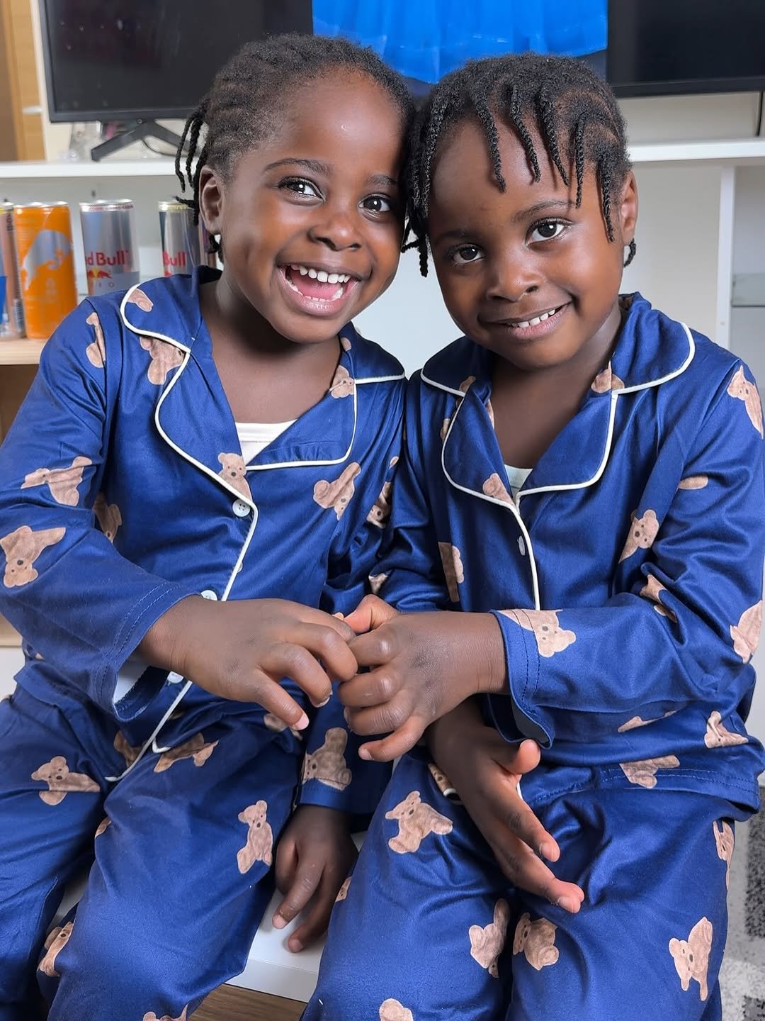 Photo by 🎀Kendra & Kimberly🎀 on October 04, 2025. May be an image of 2 people, child, braids, people smiling, sleepwear, robe, bath robe and text.