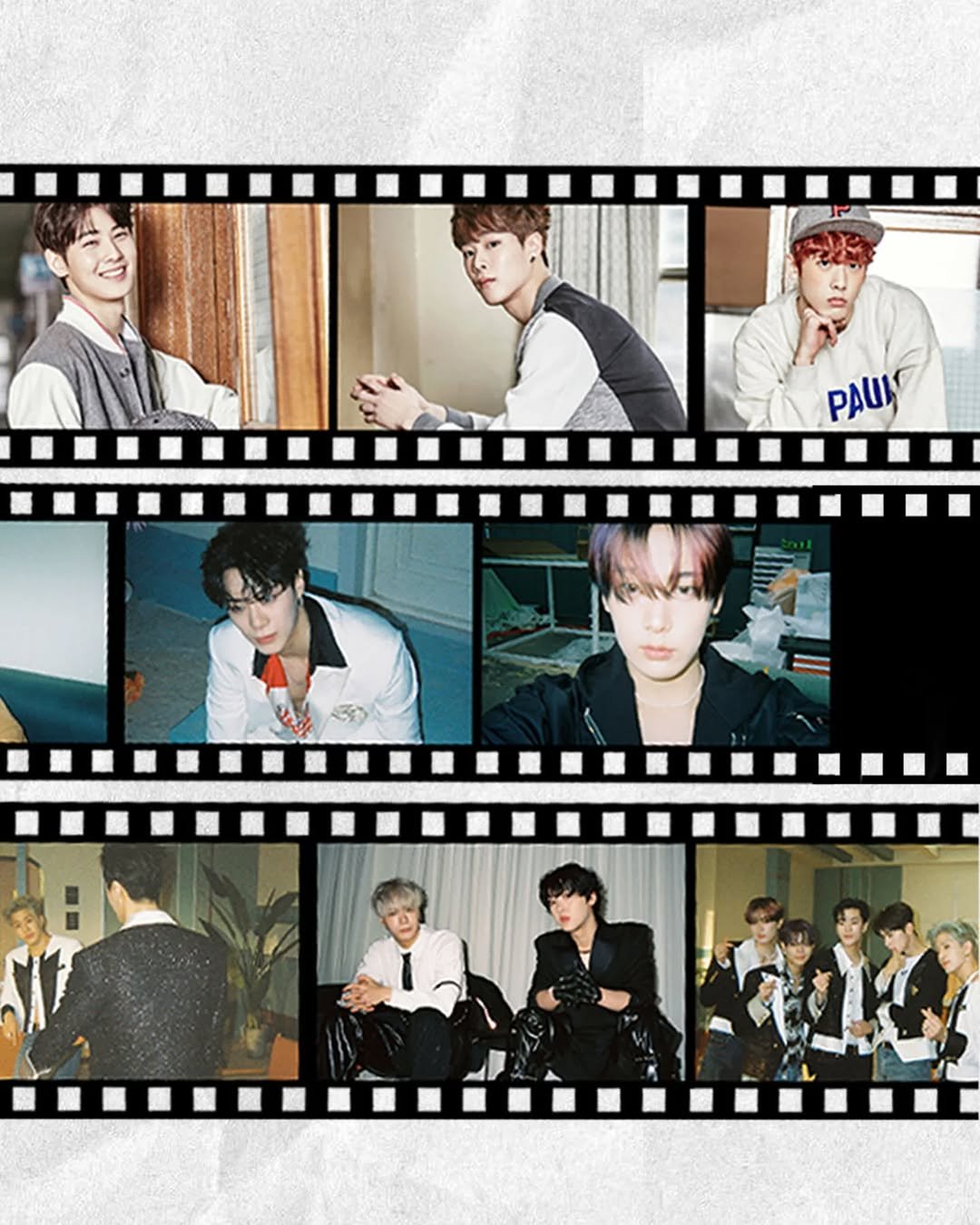 Photo by 아스트로 on February 22, 2026. May be an image of one or more people, bangs, polaroid, poster, magazine and text that says 'PAUN'.