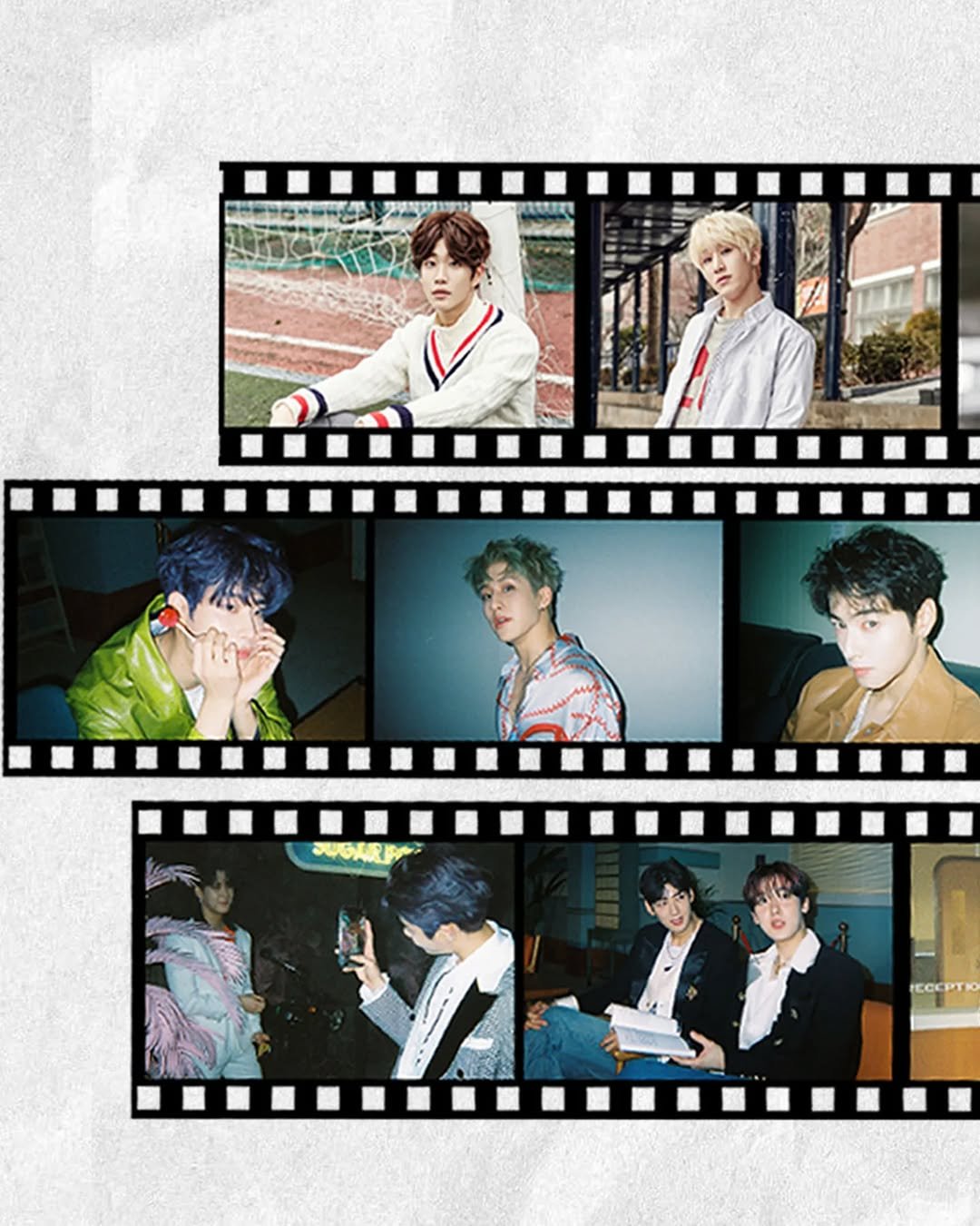 Photo by 아스트로 on February 22, 2026. May be an image of one or more people, bangs, polaroid, magazine, poster and text.