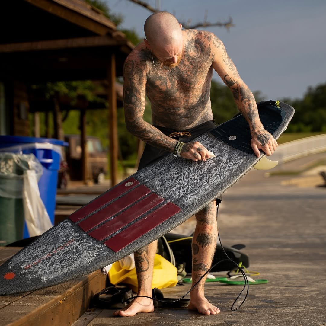 Photo shared by Forecast Surf on February 02, 2026 tagging @chippawilson. May be an image of surfboard, skateboard, wetsuit, water and text.