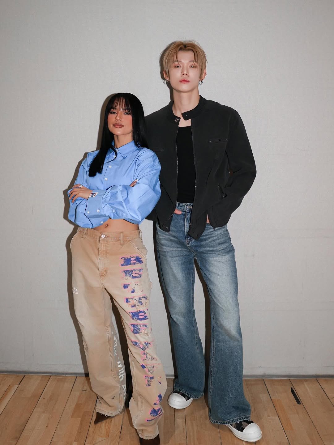 Photo by TXT 투모로우바이투게더 on March 22, 2026. May be an image of one or more people, bangs, top, bolo tie and text.