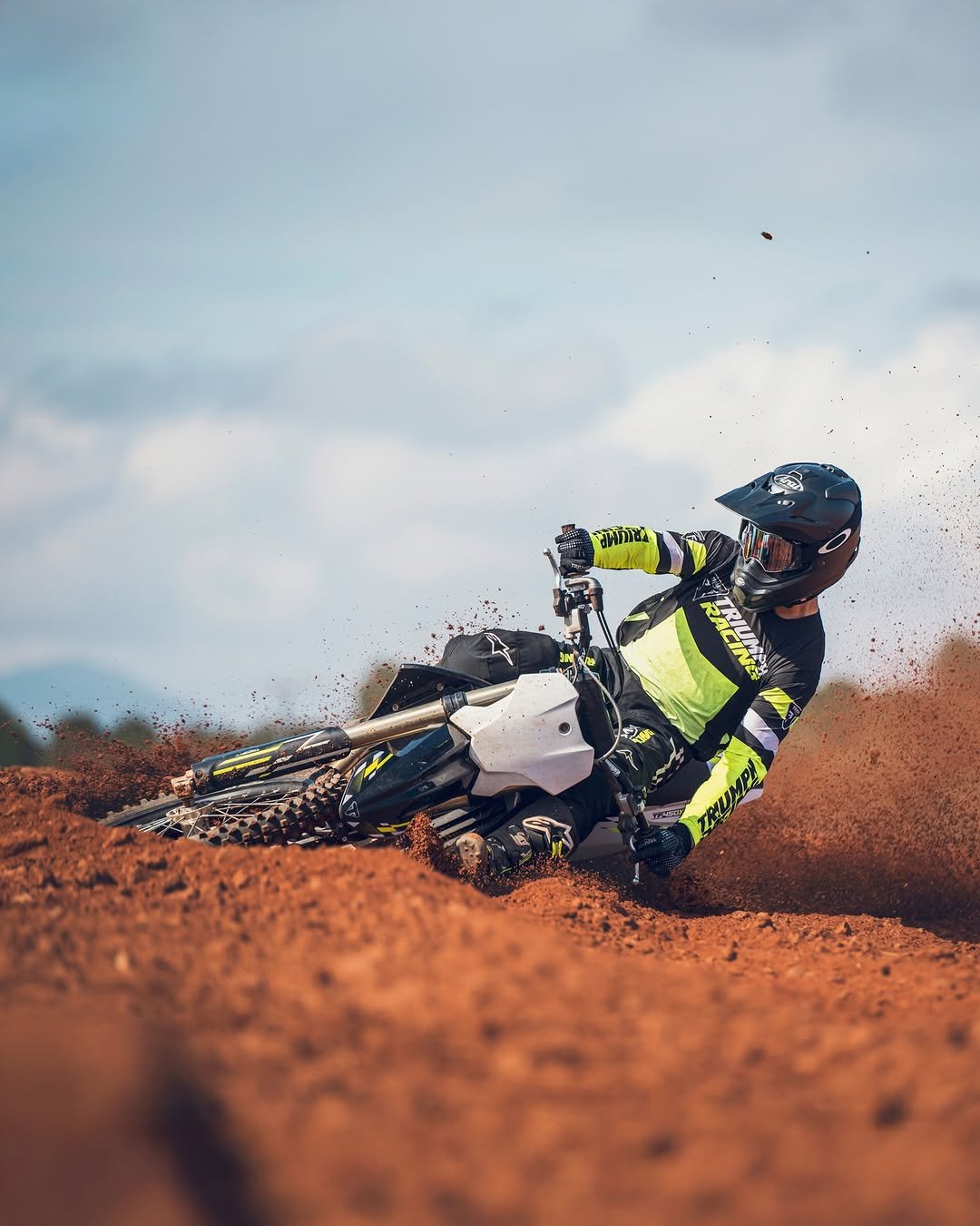 Photo by Triumph Motorcycles on February 18, 2026. May be an image of racing vehicles, dirt bike, motorcycle, helmet and text.