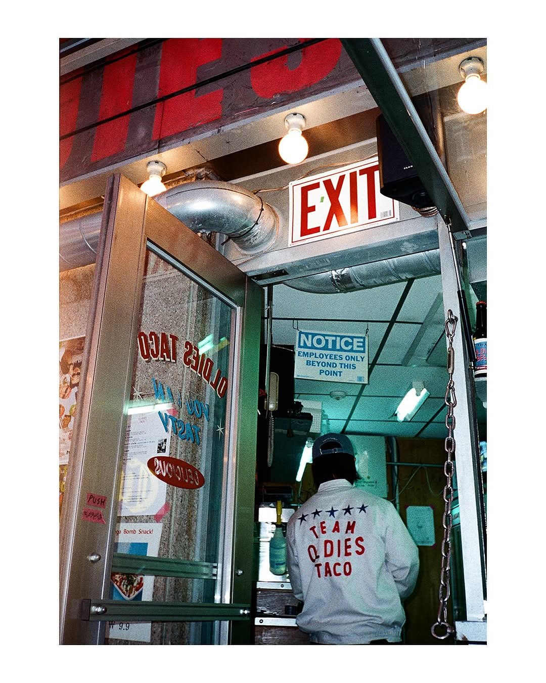 Photo shared by @fbysvv on November 04, 2025 tagging @oldiestaco. May be an image of turnstile and text that says 'EXIL INI 43AT NOTICE EMP EMPLOYEESONLY MPLOYEES SONLY BE TONDT BEYOND EYONDTHIS THIS POINT Bomeb Stacki 1분가 ・ TEAM ODIES O TACO'.