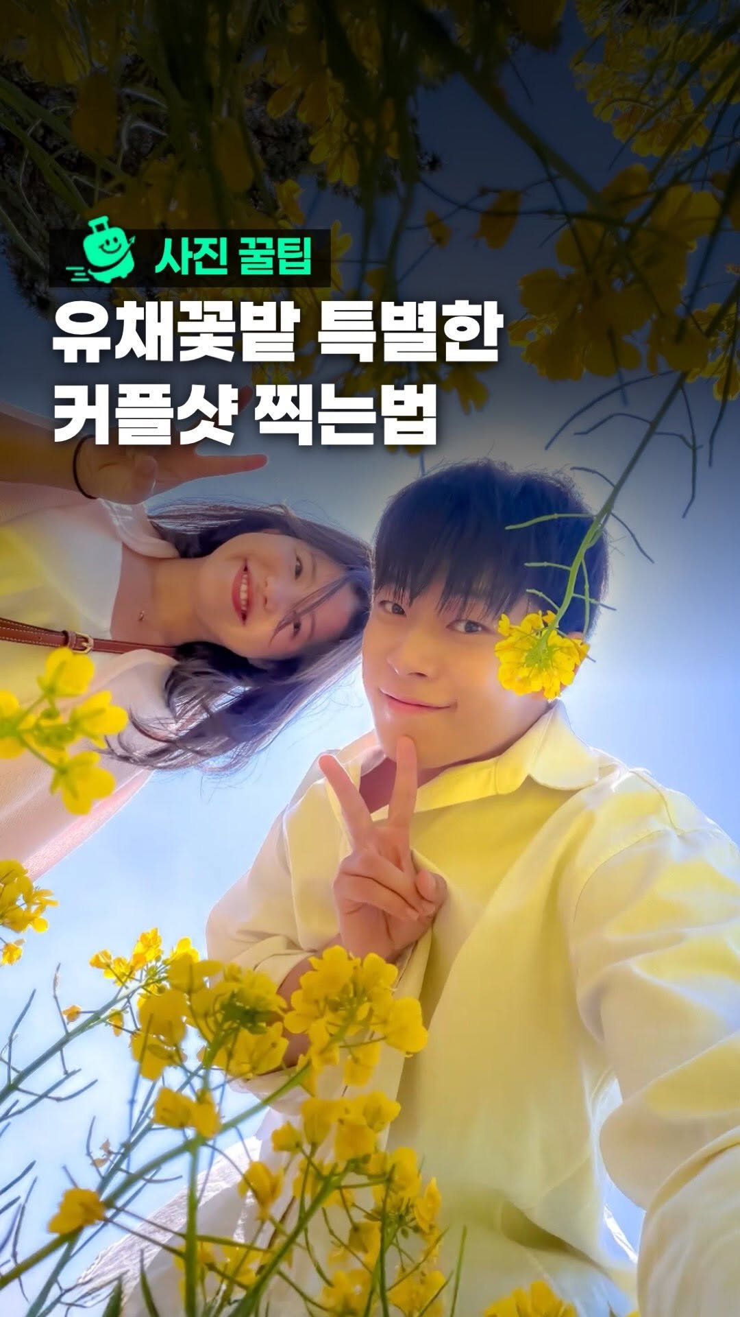 oliver_travel_ 게시물 이미지: (장소본문) 요즘 유행하는 꽃밭사진! 긴 꽃에서 도전해주세요
유채꽃밭에서 커플사진...